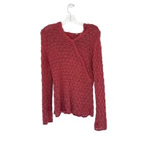Anthropologie Moth Pink Knit Brat Cozy Hooded Pullover Sweater Size Medium